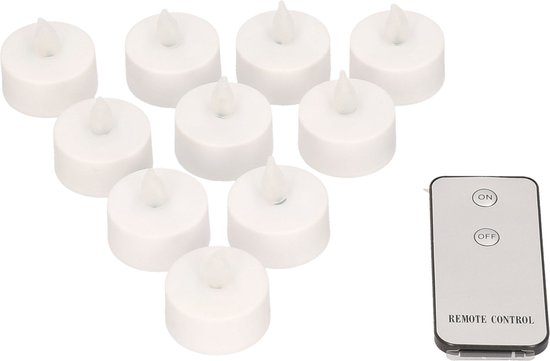 Anna's Collection LED waxinelichtjes - 10x st - vlam - D4 cm - afstandsbediening - theelichtjes