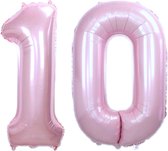 Ballon Cijfer 10 Jaar Roze Helium Ballonnen Verjaardag Versiering Cijfer Ballon Feest Versiering Met Rietje - 86Cm
