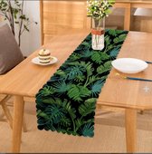 Bedrukt Velvet textiel Tafelloper - 45x260 - Palmbladeren - Sierkussenhoes -De Groen Home