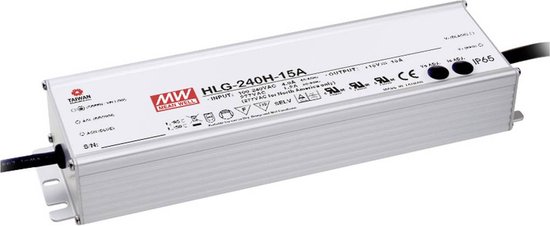 Mean Well HLG-240H-24A LED-driver, LED-transformator Constante spanning, Constante stroomsterkte 240 W 10 A 24 V/DC PFC