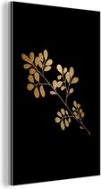 Décoration murale Métal - Aluminium Peinture Industrielle - Feuilles - Branche - Or - 60x90 cm - Dibond - Photo sur aluminium - Décoration murale industrielle - Pour le salon / chambre