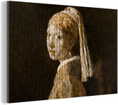 Wanddecoratie Metaal - Aluminium Schilderij Industrieel - Meisje met de parel - Vermeer - Mozaïek - 120x80 cm - Dibond - Foto op aluminium - Industriële muurdecoratie - Voor de woonkamer/slaapkamer