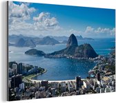 Wanddecoratie Metaal - Aluminium Schilderij Industrieel - Brazilië - Rio de Janeiro - Zee - 30x20 cm - Dibond - Foto op aluminium - Industriële muurdecoratie - Voor de woonkamer/slaapkamer