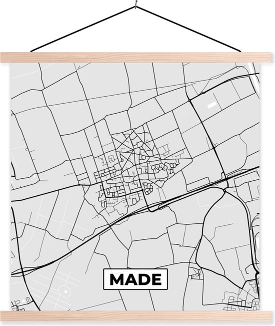 Porte-affiche avec affiche - Affiche scolaire - Carte - Carte - Fabriqué - Plan de la ville - 90x90 cm - lattes vierges
