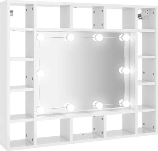 vidaXL Spiegelkast met LED-verlichting 76x15x55 cm bruineikenkleurig, LED- spiegelkast, kastje, wandkast, kast, make-up kast, badkamerkast, opbergkast