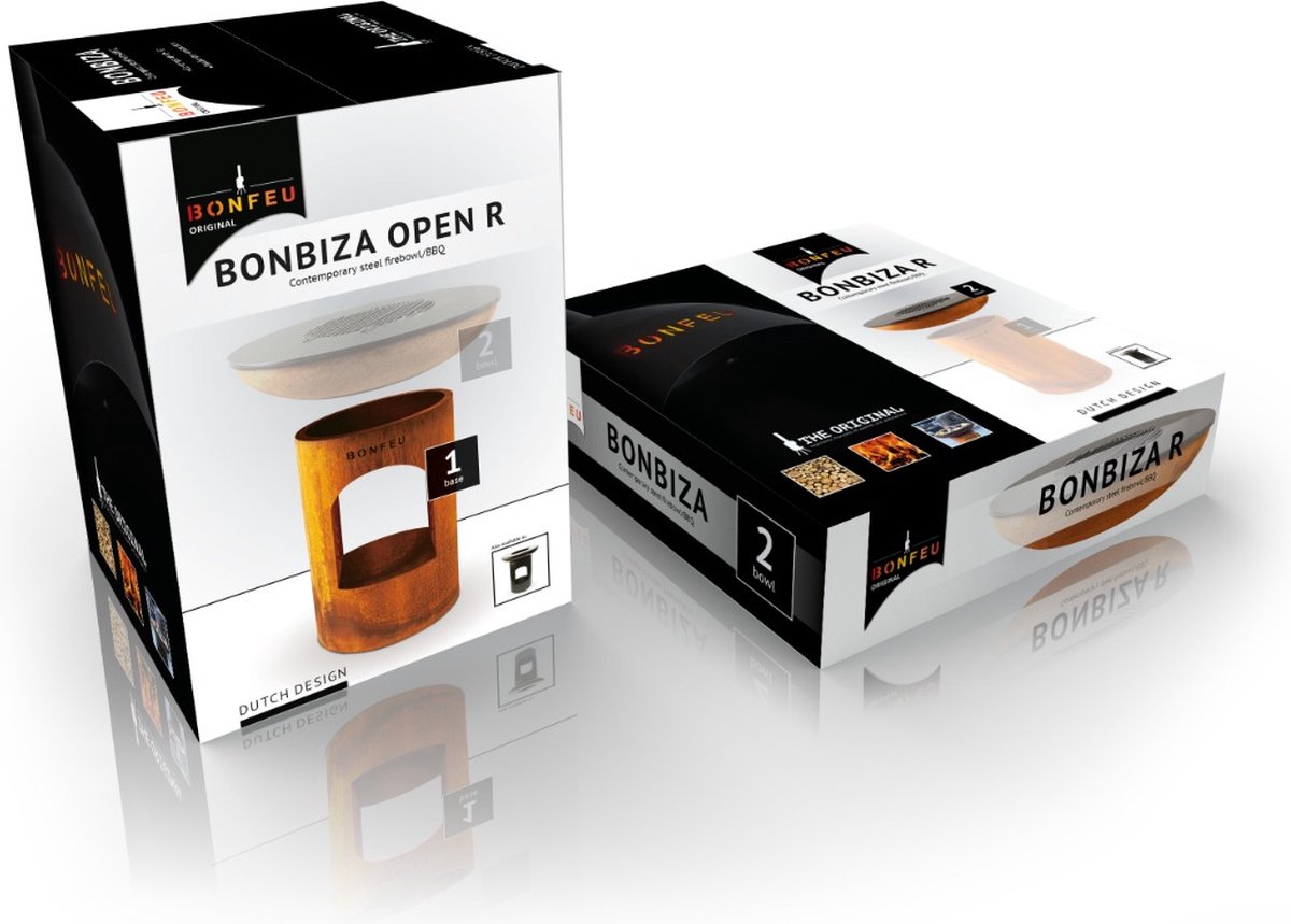 BonFeu BonBiza XL Open Vuurschaal 100 cm - Met Plancha en Houtopslag
