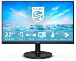 Philips V-line 221v8 22'' Fhd Va Led 75hz Monitor Zwart One Size / EU Plug 220V