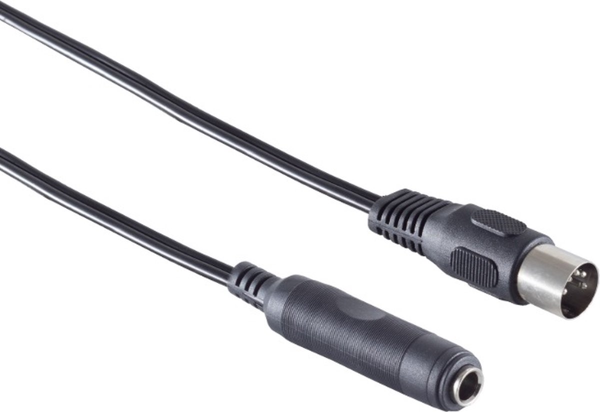 DIN 5-pins (m) - 6,35mm Jack (v) audio adapter / zwart - 0,20 meter