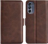 Motorola Moto G62 Hoesje - MobyDefend Luxe Wallet Book Case (Sluiting Zijkant) - Bruin - GSM Hoesje - Telefoonhoesje Geschikt Voor Motorola Moto G62