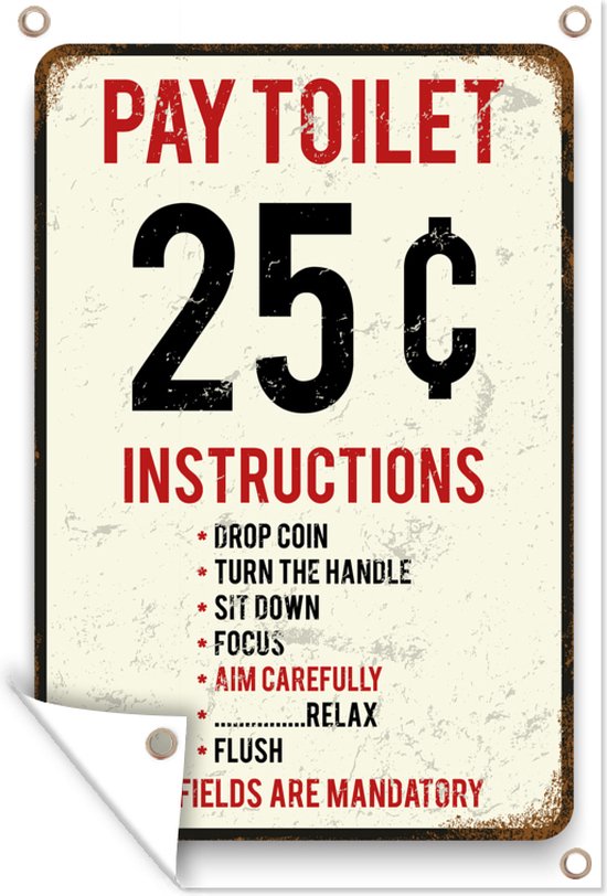 Affiche de toilette avec le texte affiche de jardin de toilette payante  40x60 cm -... | bol.com