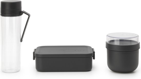 Ensemble petit-déjeuner et déjeuner Brabantia Make & Take - 3 pièces - Plastique - Gris foncé