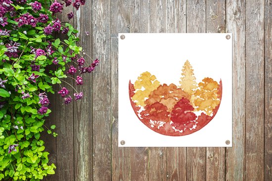 Toile jardin Automne - Arbre - Aquarelle - 100x100 cm