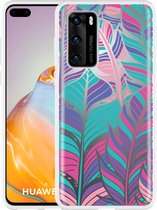 Huawei P40 Hoesje Design Feathers Designed by Cazy
