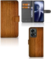 Telefoonhoesje OnePlus Nord 2T Wallet Book Case Donker Hout