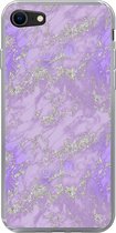 Convient pour coque iPhone SE 2022 - Imprimé marbre - Violet - Luxe - Motif - Étui de téléphone en Siliconen