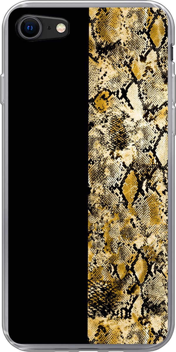 Telefoonhoesje Geschikt voor iPhone SE 2022 hoesje - Slang - Goud - Luxe - Siliconen Telefoonhoesje Telefoonhoesje