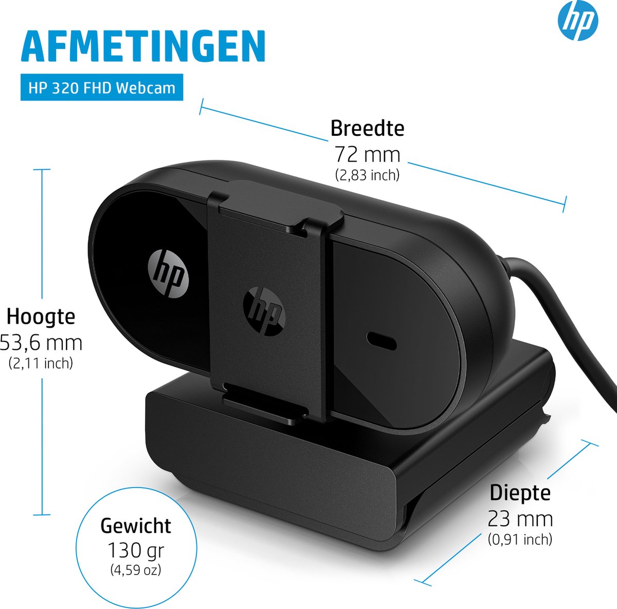 HP 320 - Webcam - Full HD - Zwart