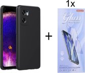 Hoesje Geschikt voor: Oppo Find X5 Lite Silicone - Zwart + 1X Tempered Glass Screenprotector - ZT Accessoires