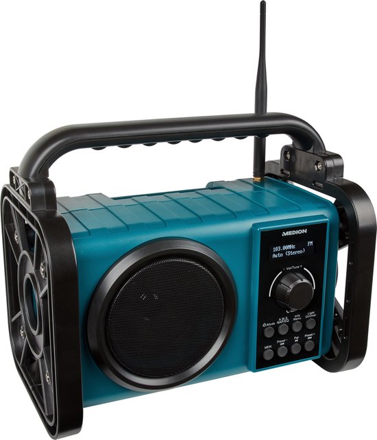 MEDION E66050 DAB bouwplaatsradio (geïntegreerde batterij, IP54-bescherming tegen MEDION E66050 DAB bouwplaatsradio (geïntegreerde batterij, IP54-bescherming tegen