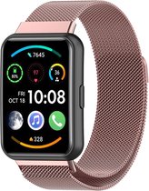 Milanees Smartwatch bandje - Geschikt voor Huawei Watch Fit 2 Milanese band - rosé pink - Strap-it Horlogeband / Polsband / Armband