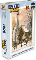 Puzzel Kerst - Winter - Retro - Legpuzzel - Puzzel 1000 stukjes volwassenen - Kerst - Cadeau - Kerstcadeau voor mannen, vrouwen en kinderen
