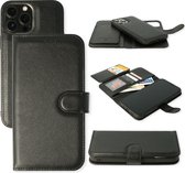 HB Hoesje Geschikt voor Apple iPhone 12 & 12 Pro Zwart - 2 in 1 Luxe Kunstlederen Portemonnee Book Case met Extra Vakken