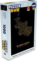 Puzzel Overijssel - Kaart - Black and gold - Nederland - Legpuzzel - Puzzel 1000 stukjes volwassenen