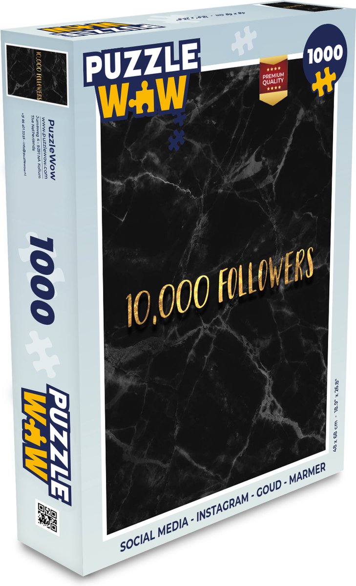 Puzzel Social Media - Instagram - Goud - Marmer print - Legpuzzel - Puzzel 1000 stukjes volwassenen