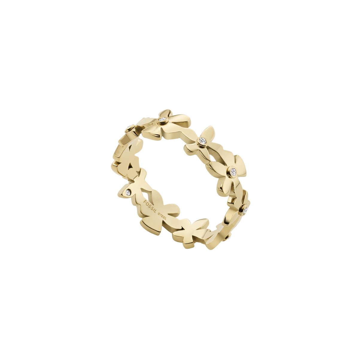 Fossil Dames Ring Staal - Goudkleurig - 18.25 mm / maat 57