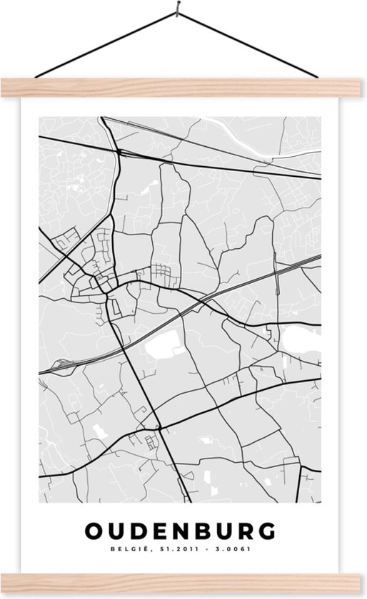 Posterhanger incl. Poster - Schoolplaat - Stadskaart – Zwart Wit ...