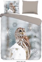 Good Morning Dekbedovertrek "Owl" - Grijs - (200x200/220 cm)