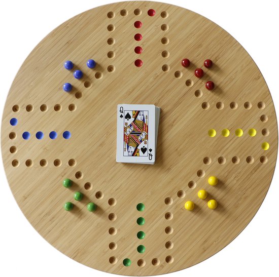 Thumbnail van een extra afbeelding van het spel Keezbord voor 4 spelers van bamboe 10mm