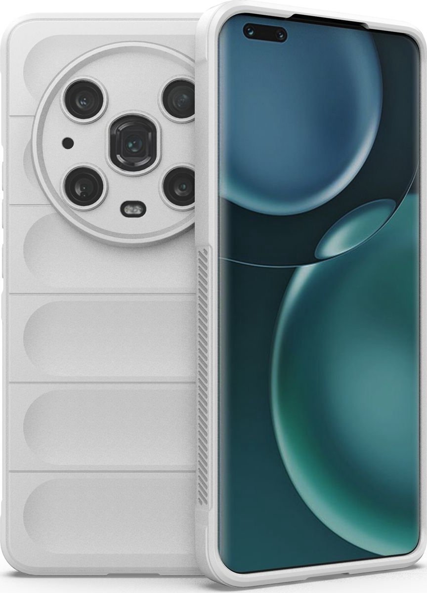 Mobigear Hoesje geschikt voor HONOR Magic 4 Pro Telefoonhoesje Flexibel TPU | Mobigear Bumpy Backcover | Magic 4 Pro Case | Back Cover - Wit