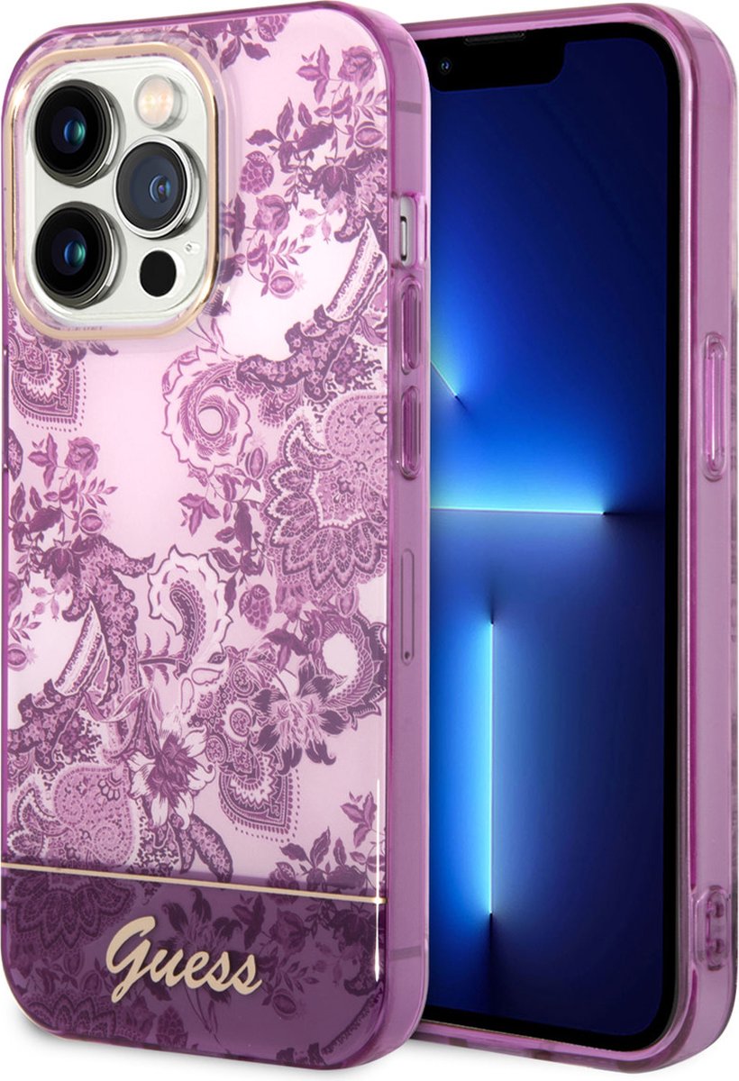 Guess Toile de Jouy Back Case - Geschikt voor Apple iPhone 14 Pro Max (6.7") - Fuchsia