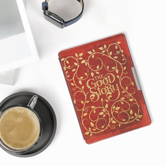 kwmobile e-reader hoesje geschikt voor Kobo Aura ONE hoes - E reader flip case met magnetische sluiting - Ereader cover - Sprookjesboek design in geel / oranje / rood van kwmobile — afbeelding 4