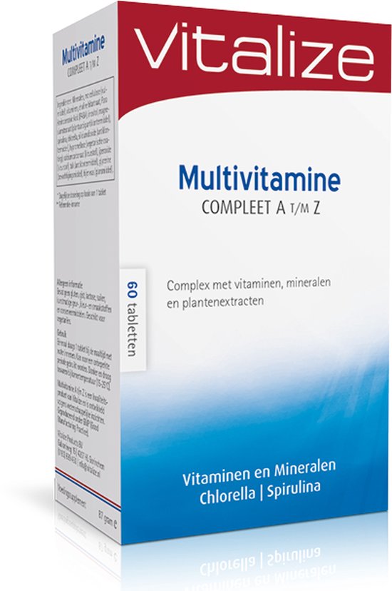 Vitalize Multivitamine Compleet A t/m Z 60 tabletten - Zorgt mede voor een goede weerstand - Met spirulina en chlorella