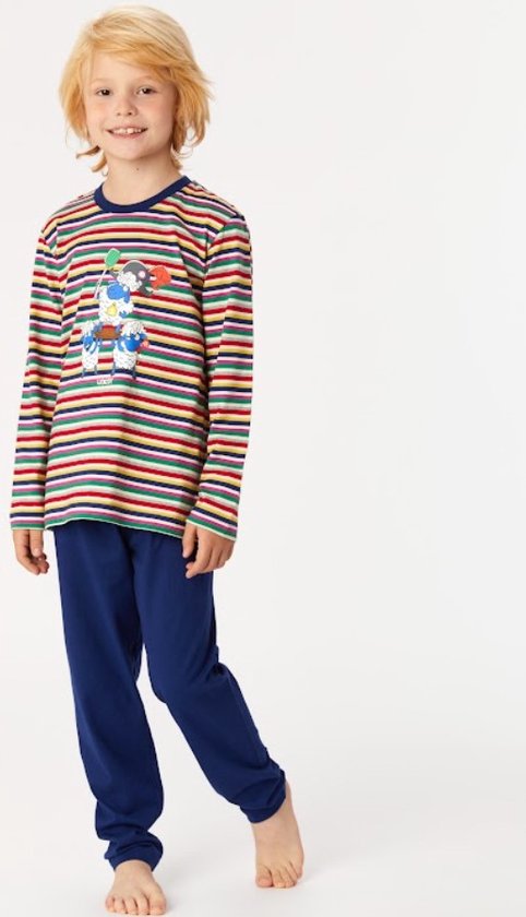 Woody pyjama jongens/heren - multicolor gestreept - schaap - 222-1-PLS-S/921 - maat 164