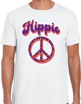 Hippie t-shirt wit voor heren - 60s / 70s / toppers outfit / kleding XL