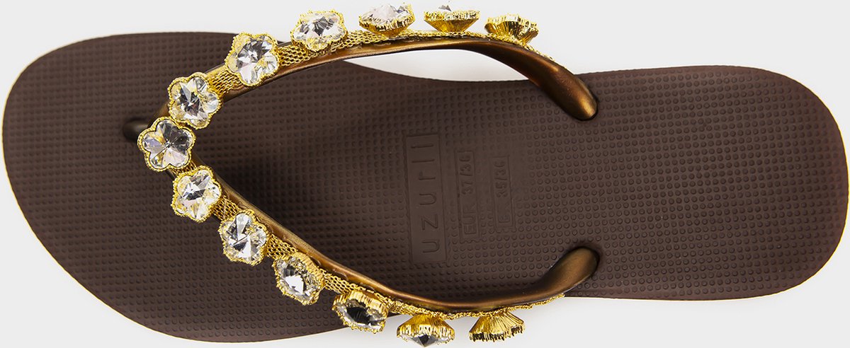 Uzurii Crystal Flower dames slippers Coffee