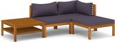vidaXL Ensemble de salon 4 pièces avec coussins Bois d'acacia massif - Ensemble de jardin - Ensembles de jardin - Ensemble de meubles de jardin - Ensembles de meubles de jardin