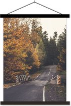 Porte-affiche avec affiche - Affiche scolaire - Arbres - Route - Automne - 60x80 cm - Lattes noires