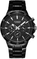Curren Black Steel - Heren Horloge - Staal - Zwart - 48 mm