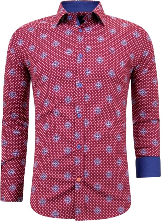 Chemise à Imprimé Homme - Coupe Slim - 3087 - Rouge