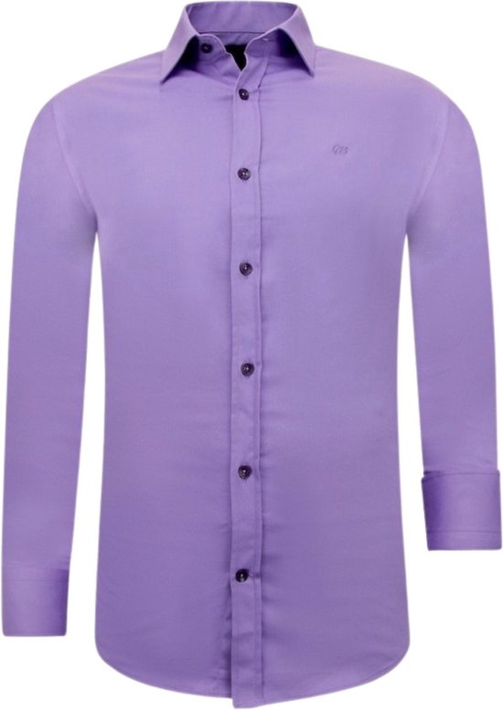 TONY BACKER Chemise en satin Blanco de Luxe hommes - Coupe slim - 3073 - Violet - Tailles: M