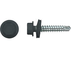 Damwandschroef 4,8x35 RAL 7016 antraciet zelfborend voor dak- en gevelplaten verzinkt 100 stuks