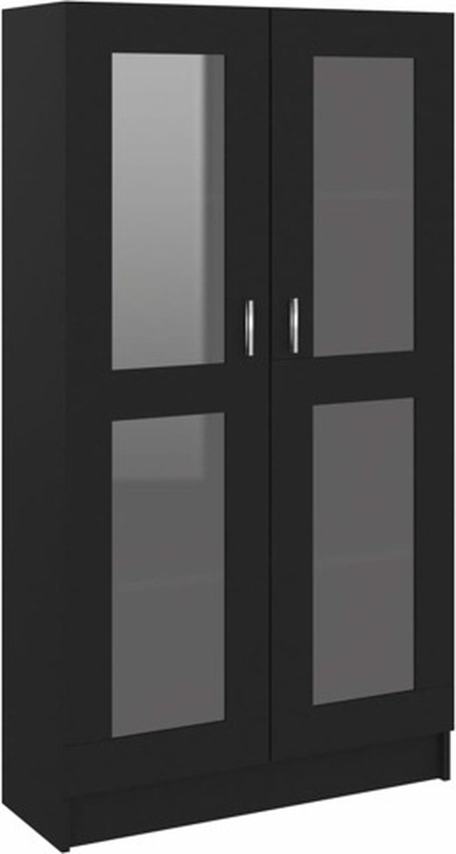 vidaXL Vitrinekast - 82,5x30,5x150 - cm - bewerkt - hout - zwart