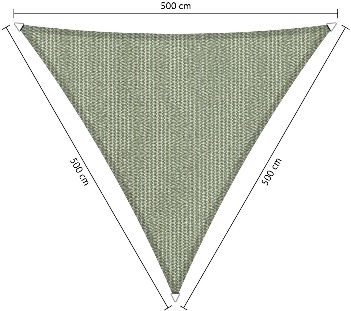 Shadow Comfort® Gelijkzijdige driehoek schaduwdoek - UV Bestendig - Zonnedoek - 500 x 500 x 500 CM - Moonstone Green