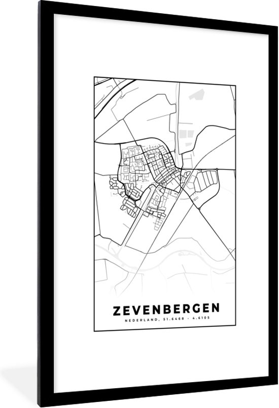 Fotolijst Incl Poster Kaart Zevenbergen Stadskaart Plattegrond X Cm Bol Com