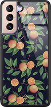 Casimoda® hoesje - Geschikt voor Samsung Galaxy S21 - Fruit / Sinaasappel - Luxe Hard Case Zwart - Backcover telefoonhoesje - Multi
