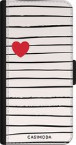 Casimoda® bookcase - Geschikt voor iPhone 11 - Hoesje met pasjeshouder - Heart Stripes - Bruin/beige - Kunstleer